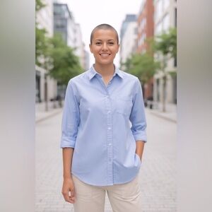 L.L. Bean women’s medium button down front collared three-quarter sleeve shirt